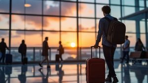 Persona con una maleta en un aeropuerto